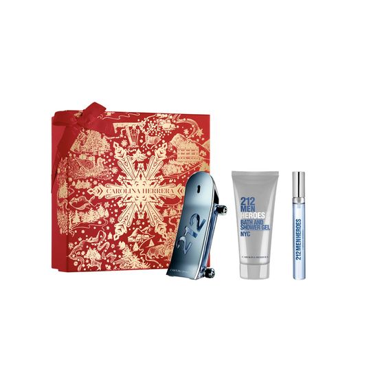 Kit 212 Men Heroes EDT 90ml + Shower Gel 100ml + EDT 10ml - Carolina Herrera