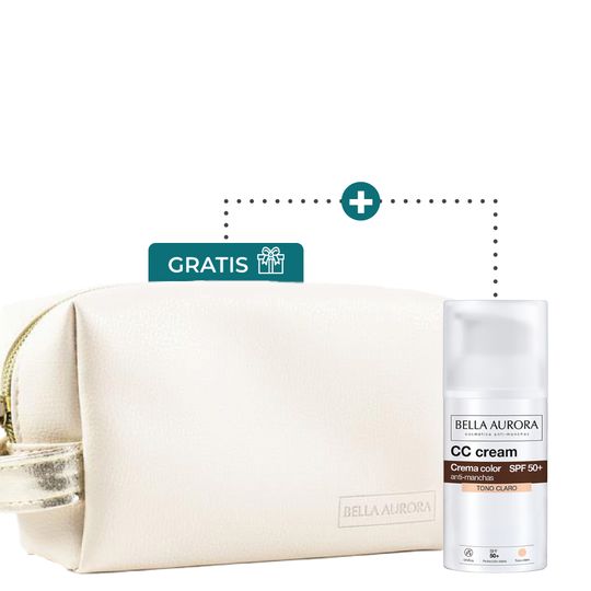 Kit Protector solar CC Cream antimancha tono medio + Neceser de regalo -Bella Aurora