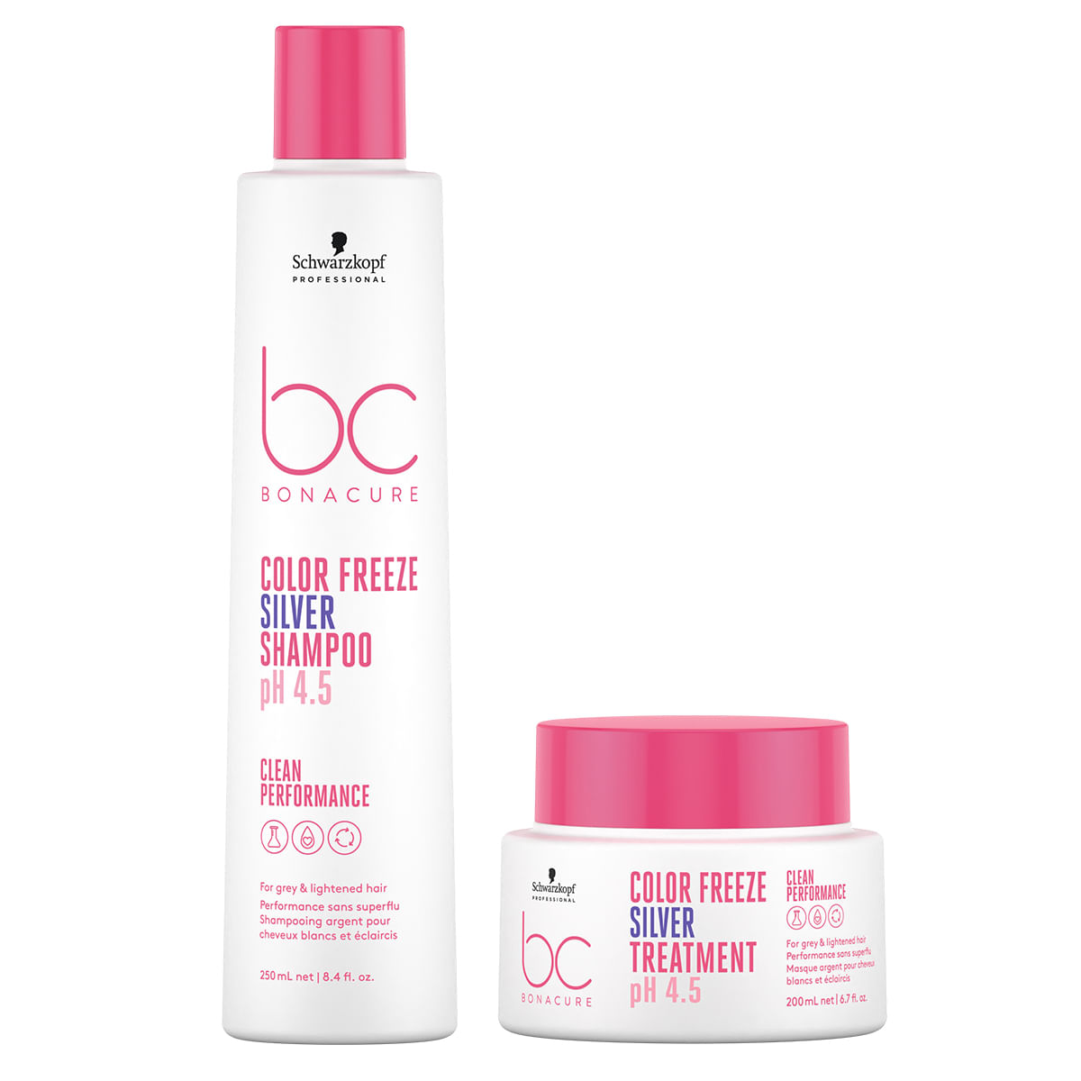 Kit Champu Color Freeze Silver 250ml + Tratamiento Color Freeze Silver 200ml Bonacure