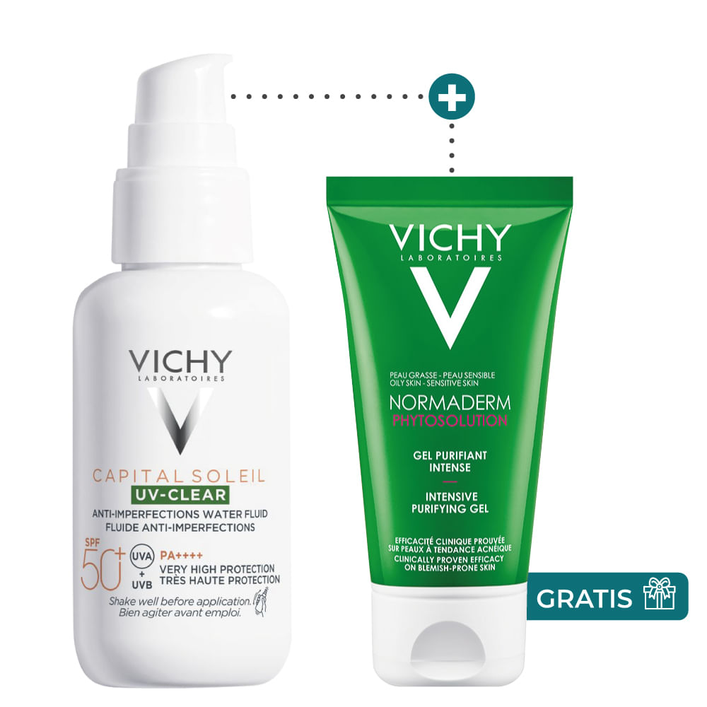Kit Capital Soleil Uv Clear + Gel de limpieza Normaderm - Vichy