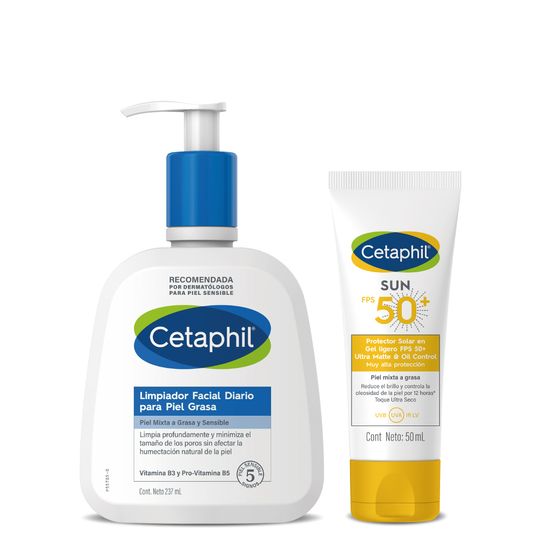 Kit limpiador Piel Grasa + Protector Solar FPS50+ Ultra Mate - Cetaphil