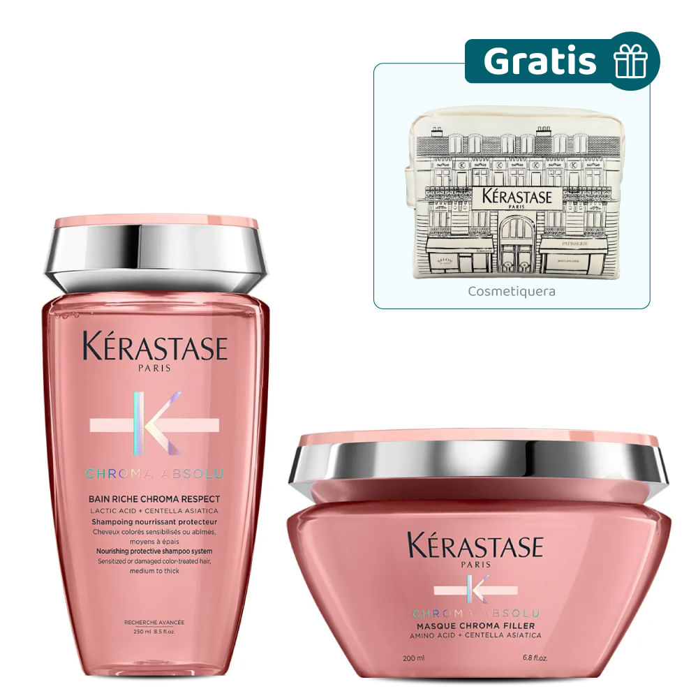 Kit: Chroma Absolu Set Color Radiante + Cosmetiquera - Kérastase