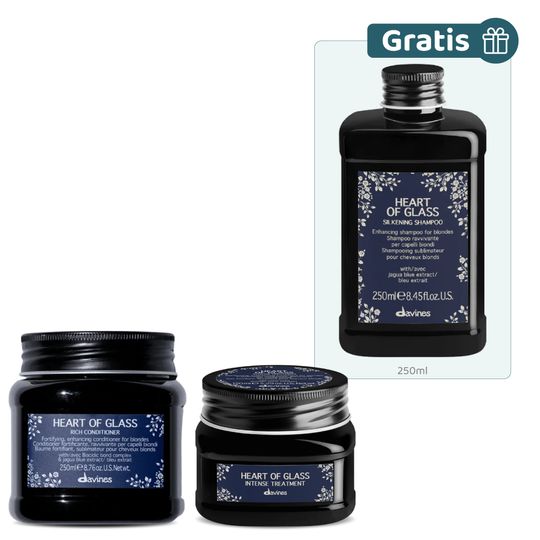 Kit línea Heart Of Glass: Acondicionador 250 ml + Tratamiento 150 ml + Gratis Shampoo 250 ml - Davines