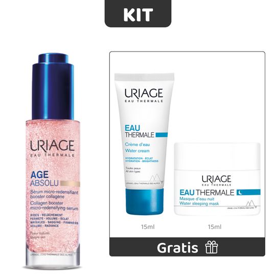 Kit Age Absolu Suero 30 ml + Gratis Agua Termal Crema 15 ml + Gratis Agua Termal Mascarilla De Noche 15 ml - Uriage