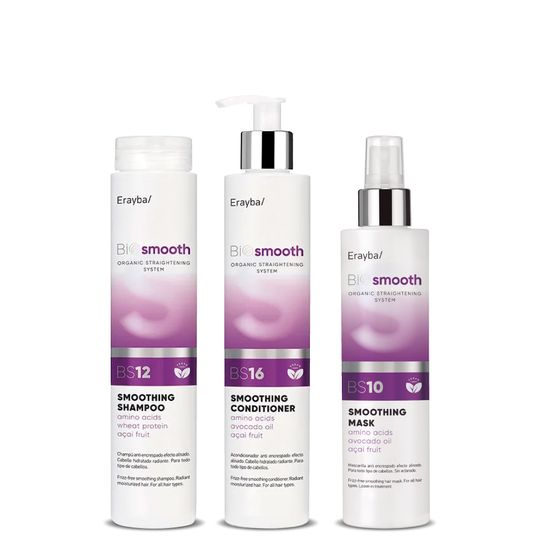 Kit Biosmooth - Anti Frizz: Shampoo 250 ml + Mascarilla 150 ml + Acondicionador 250 ml - Erayba