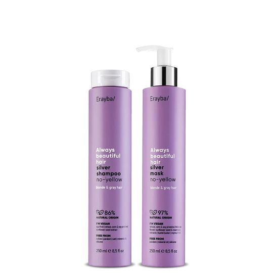 Kit Silver - Rubios y Canas: Shampoo 250 ml + Mascarilla 250 ml - Erayba