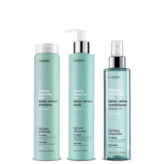 Kit Detox - Purificante: Shampoo 250 ml + Mascarilla 250 ml + Acondicionador 200 ml - Erayba