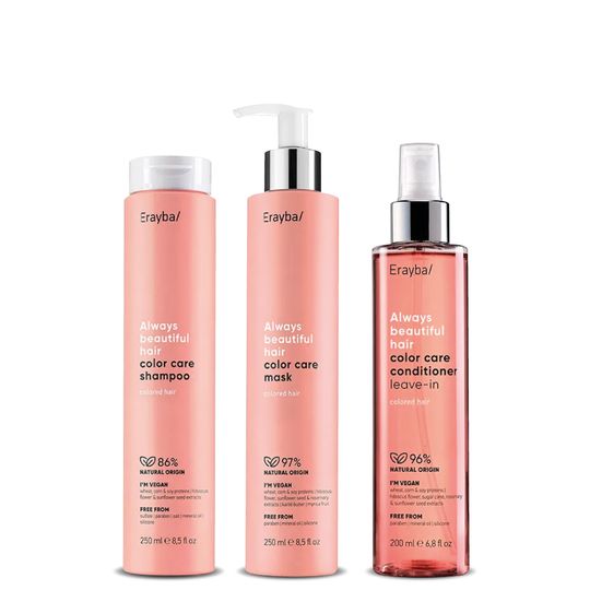 Kit Color Care - Cuidado Color: Shampoo 250 ml + Mascarilla 250 ml + Acondicionador 200 ml - Erayba