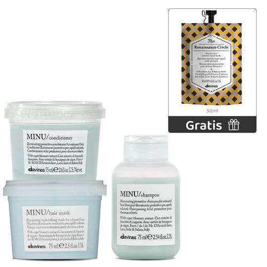 KIT Mini Minu: Shampoo Minu 75 ml + Minu Acondicionador 75 ml + Minu Mascarilla 75 ml + Gratis The Circle Chronicles The Renaissance Circle - Davines