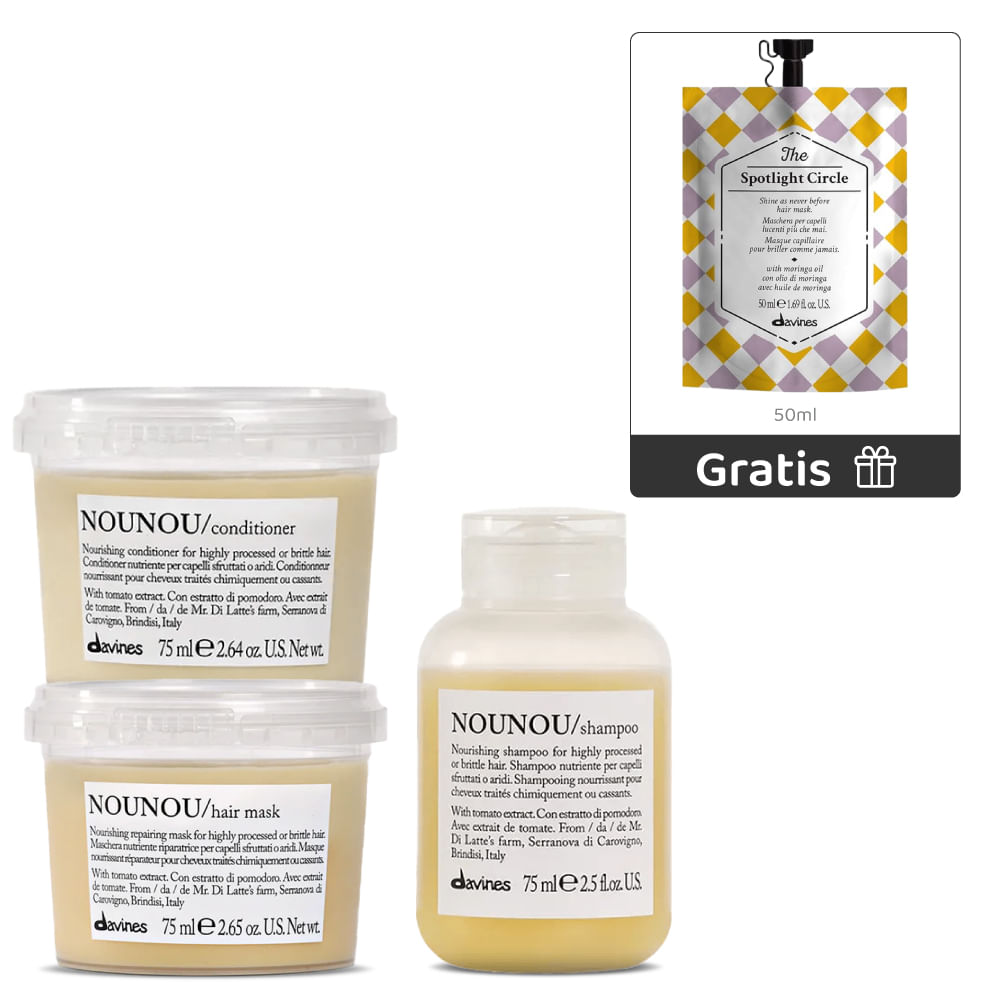 Kit Mini Nou Nou: Shampoo 75 ml + Acondicionador 75 ml + Mascarilla 75 ml + GRATIS The Circle Chronicles The Spotlight Circle - Davines