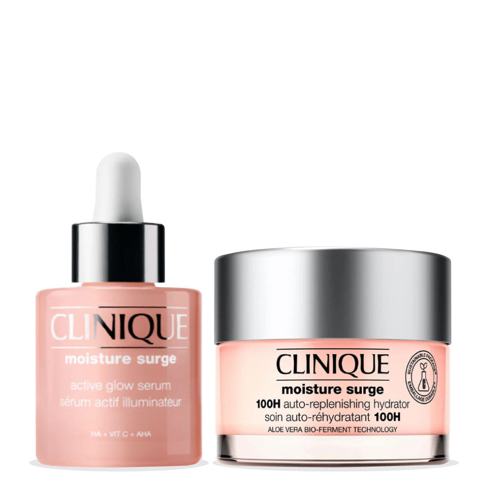 Kit Suero Moisture Surge Active Glow 30 ml + Hidratante Moisture Surge 100H Auto-Replenishing Hydrator 50 ml - Clinique
