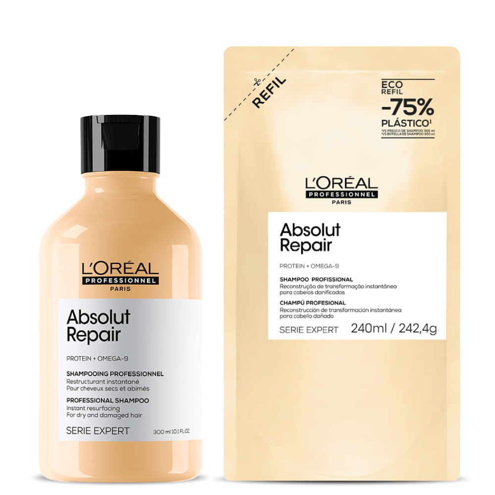 Kit Absolut Repair Reparación Infinita: Shampoo 300ml + Refillable Pouch 240ml - Loreal Professionnel