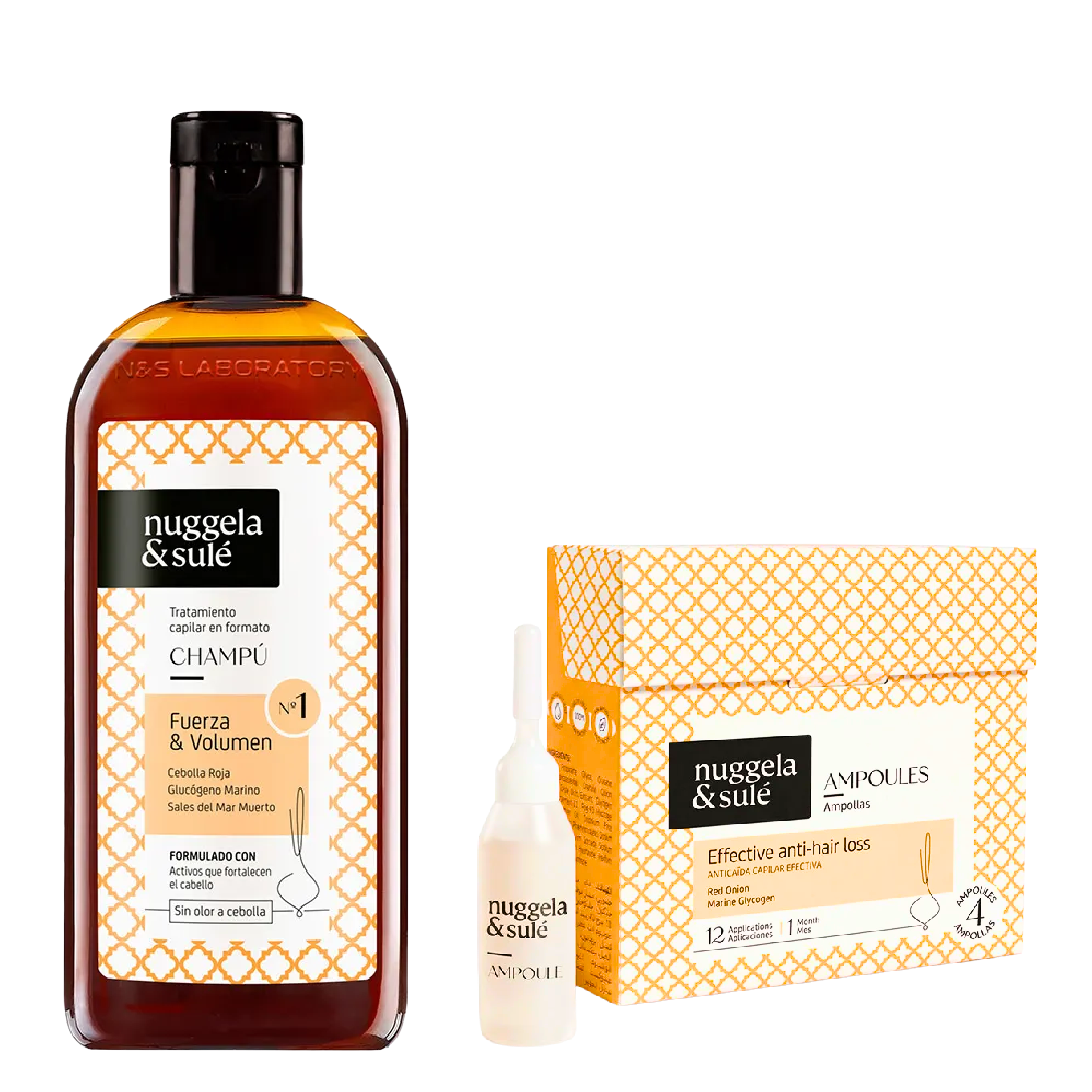 Kit anticaida: Shampoo Premium Nº1  250ml + Ampollas Anti-Caída 4x10ml - Nuggela & Sulé