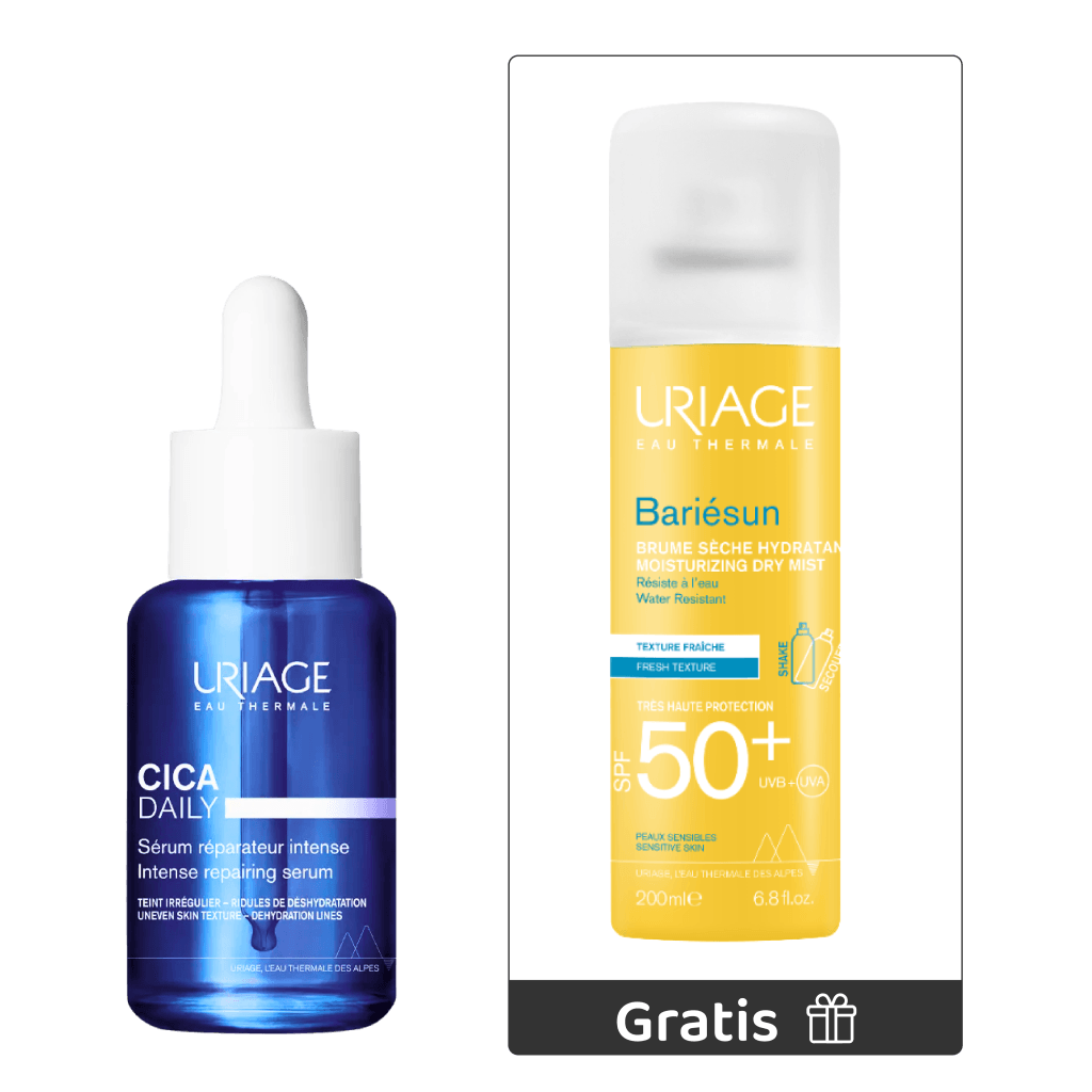 Kit Reparación e Hidratación Facial: Cica Daily Sérum  30 ml + Obsequio Bariésun Spray Spf50+ 200 ml - Uriage