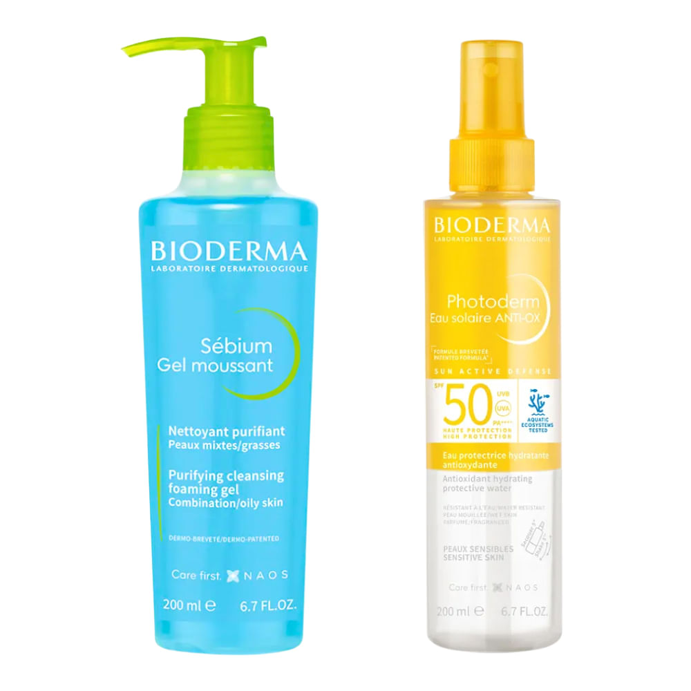 Kit Sébium Gel Moussant 200 ml + Photoderm Agua Solar Anti-Ox SPF50 200ml - Bioderma