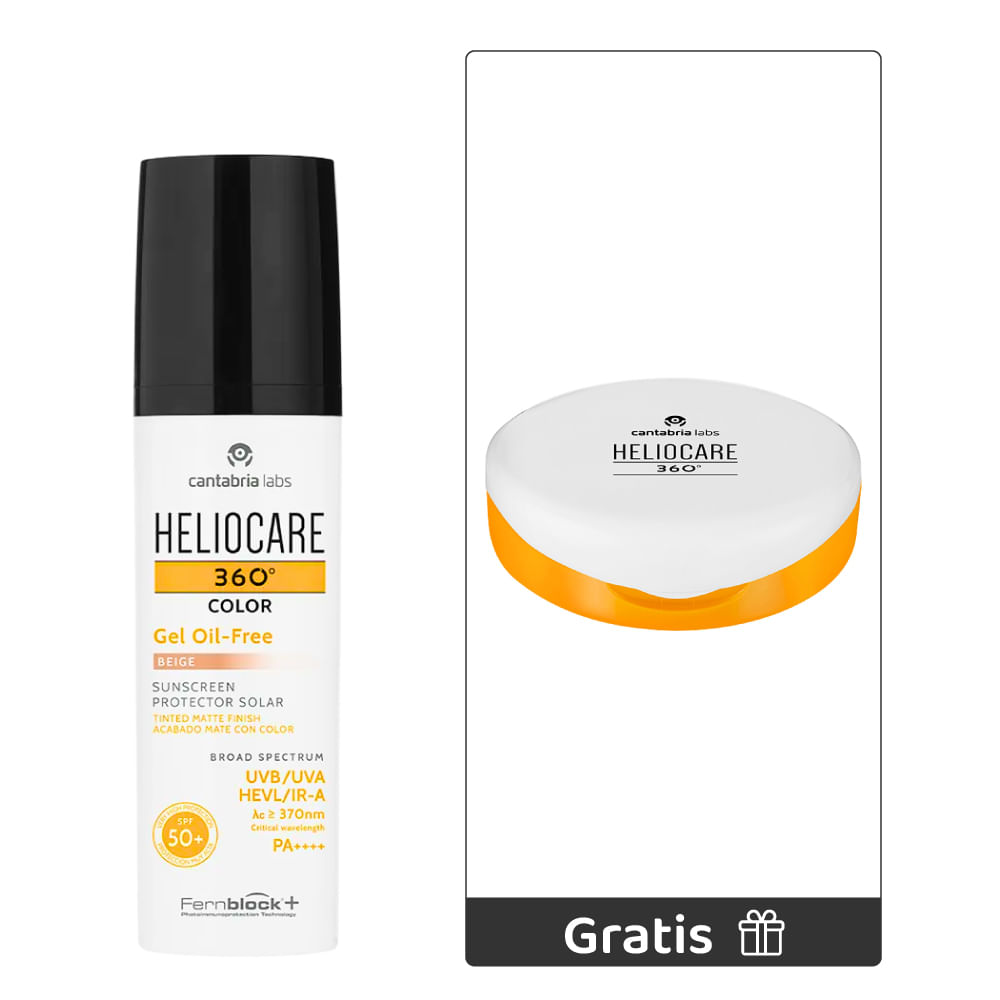 Kit Dúo Perfecto Protección Solar Color: Heliocare 360 Gel Oil Toque Seco spf50  Beige 50ml + Obsequio Heliocare 360 Oil-Free Compact 2.5g - Cantabria