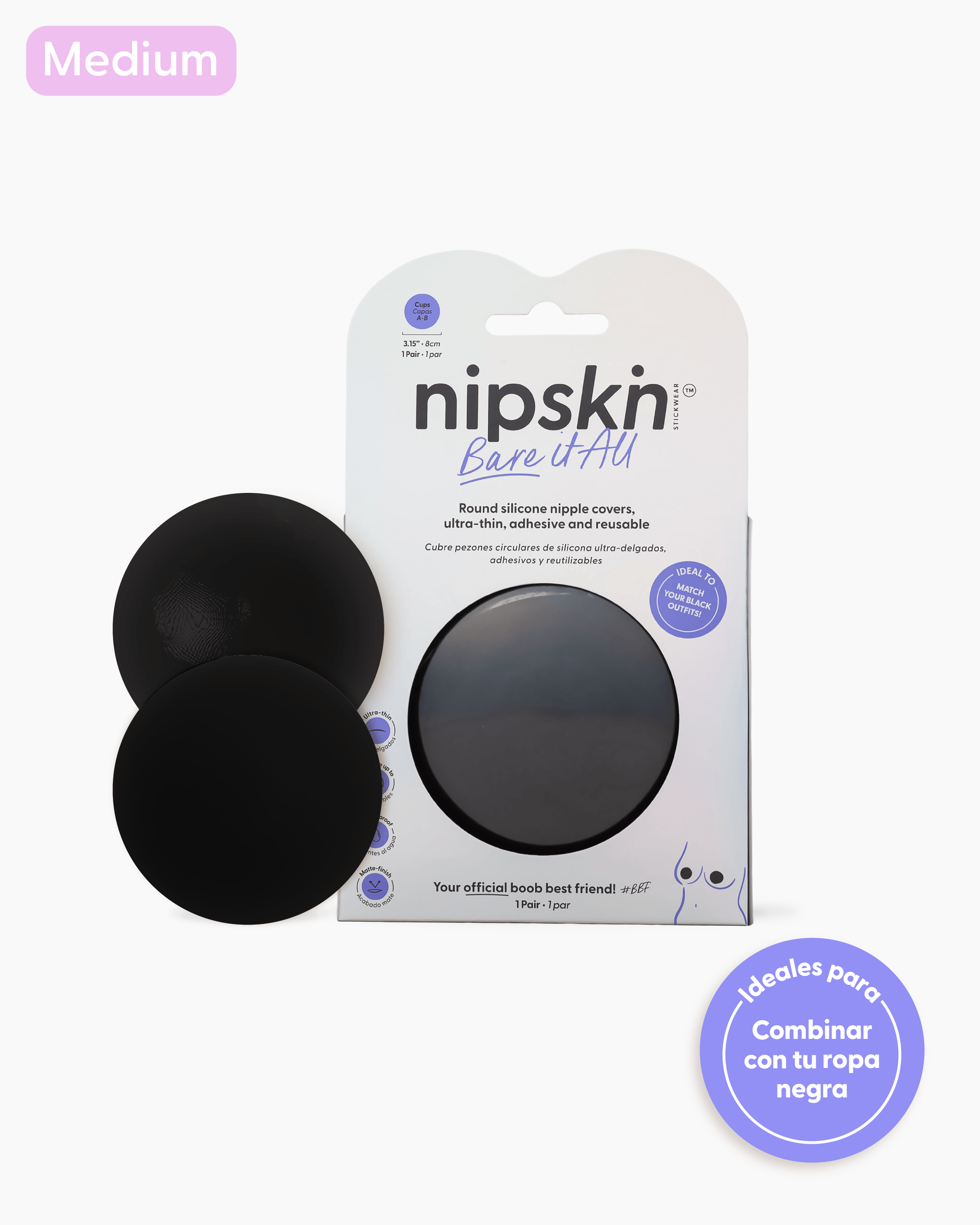 Cubre Pezón de Silicona Negro, Bare It All - Nipskin®