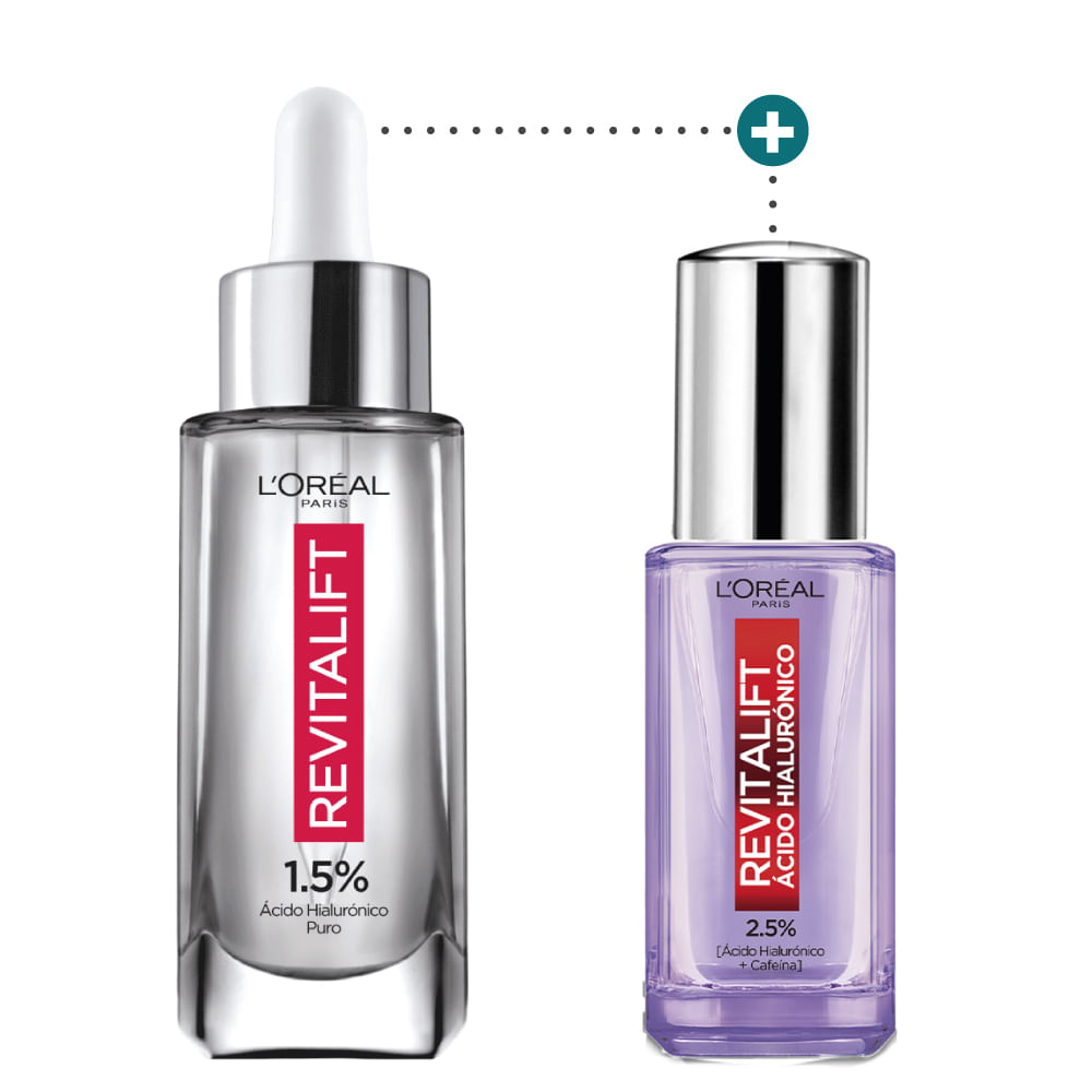 Kit LOreal Paris Ácido Hialurónico Serum Rostro + Serum Ojos