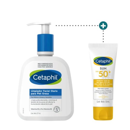 Kit limpiador Piel Grasa + Protector Solar FPS50+ Ultra Mate - Cetaphil